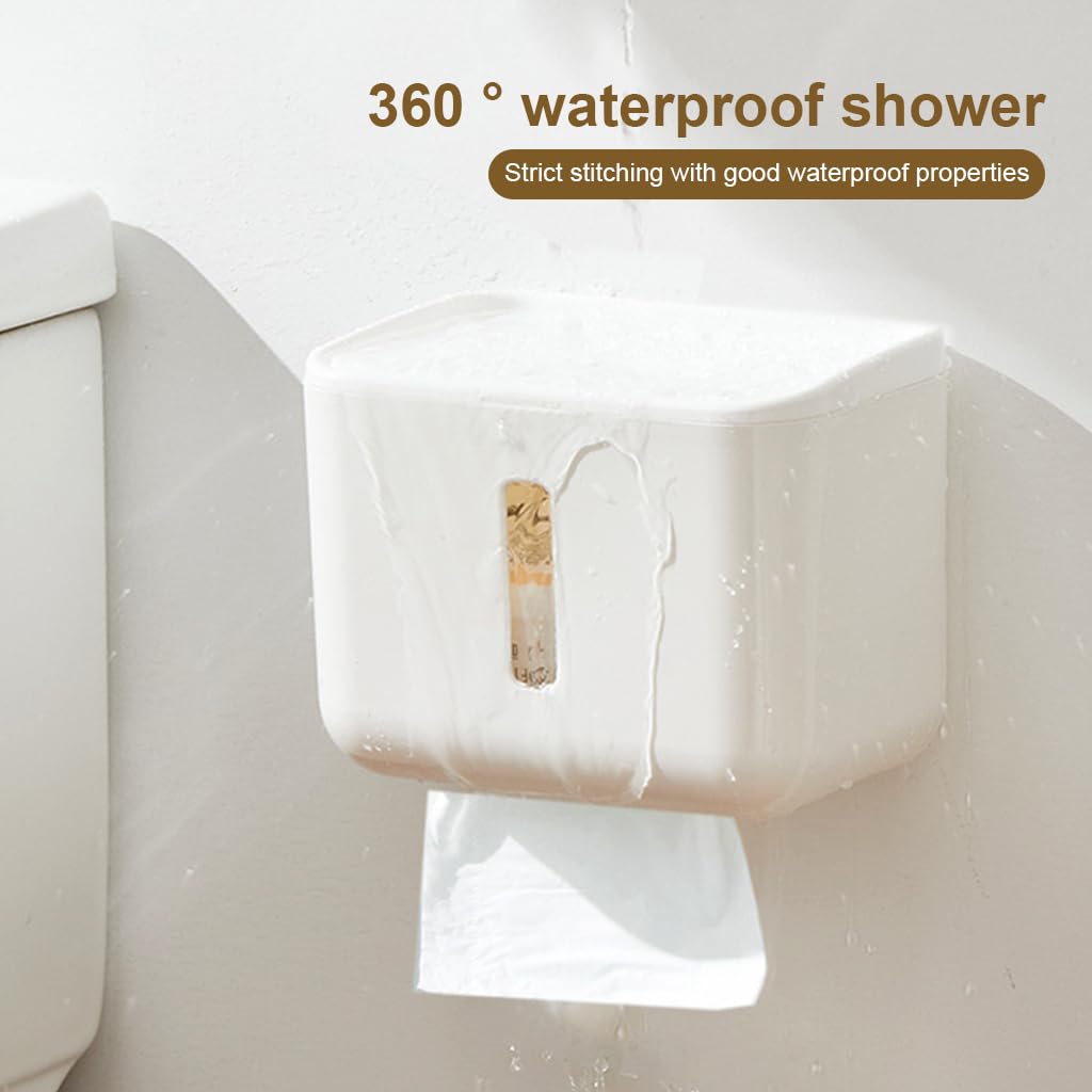 HASTHIP Tissue Paper Holder for Bathroom and Kitchen featuring Waterproof Wall Mount Design | White