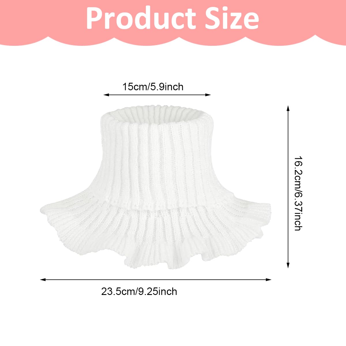 Venzina Knit Fake Turtleneck Collar for Layered Winter Style with Flounce Hem | 2pcs Black and White Acrylic Neck Warmer