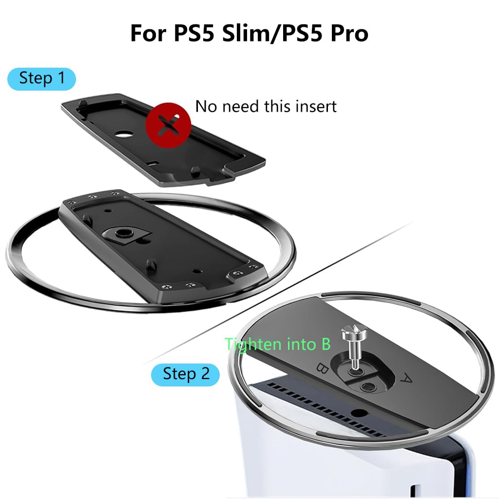 ZORBES PS5 Vertical Stand for Slim and Pro Consoles with Stainless Steel Ring Frame | Non Slip Space Saving Base