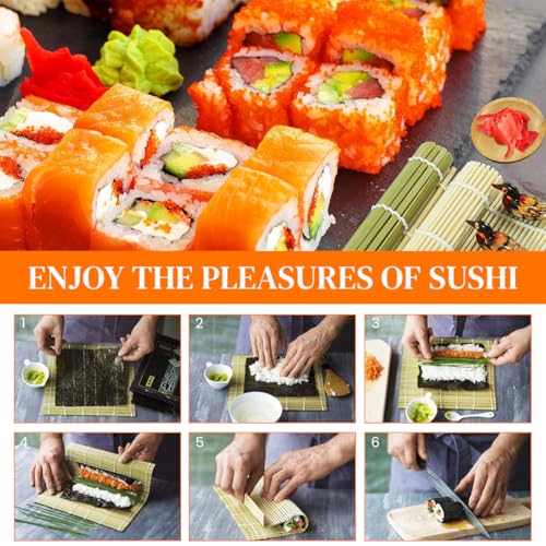 HASTHIP® Sushi Making Set All-in-One Bazooka Roller with Bamboo Mats Avocado Slicer Paddle Knife Chopstick Holders DIY Maki Machine for Beginners Pros 2 PCS