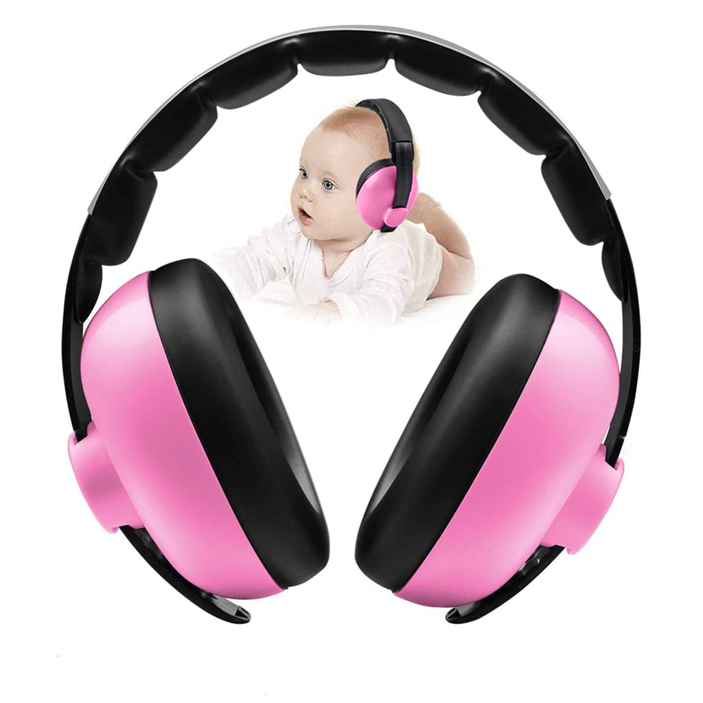 SNOWIE SOFT  Noise Cancellation Ear Muffs for Baby Use Noise-cancelling Ear Muffs for Baby Toddler Ear Muffs for Noise Reduction Baby Ear Muffs for 0-3 Years Old On Flight Sleep Travel (Pink)