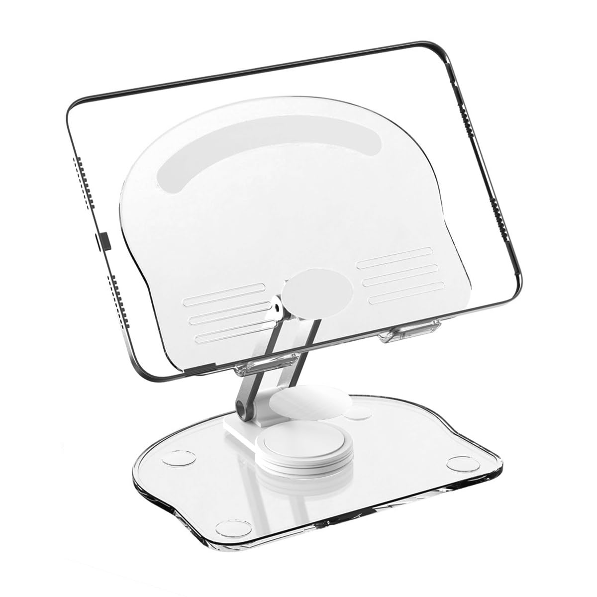 ZORBES Phone Holder Desk Phone Holder 360° Rotating Desk Phone Holder Anti-Slip Strip Design Fashion Acrylic Transparent Folding Desk Phone Holder for Phone, Tablet Up to 12.9 Inches