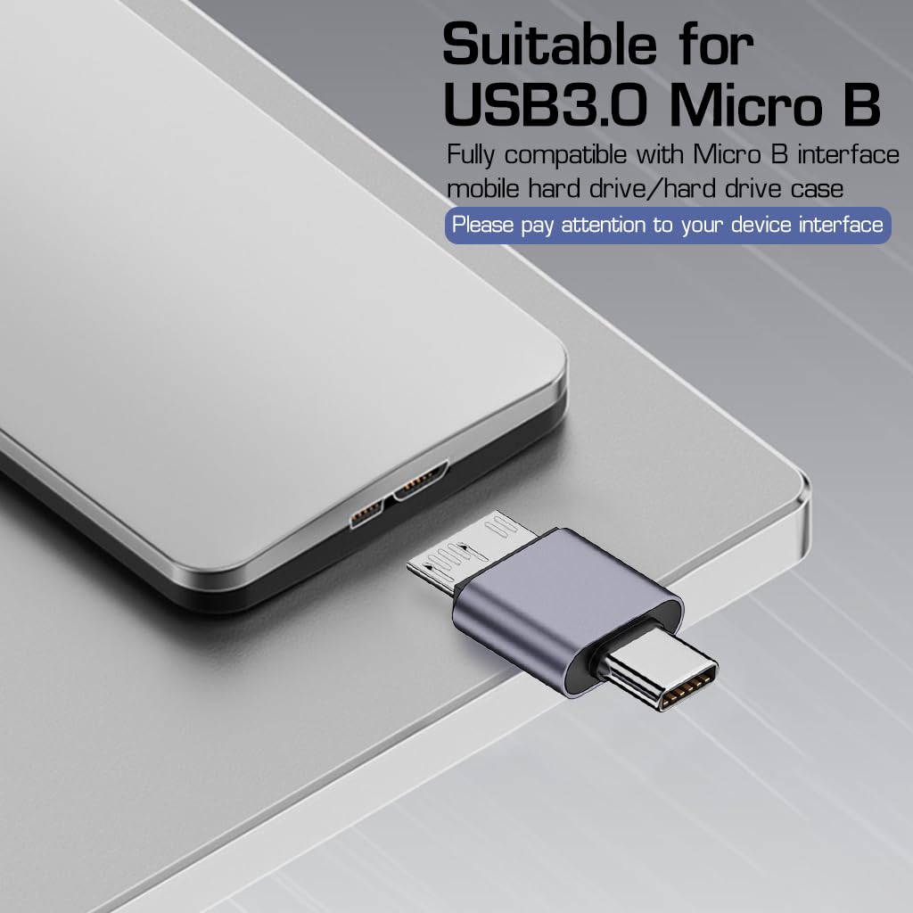 Verilux USB C to Micro B Adapter for External Hard Drives featuring 10Gbps Transfer Rate | Plug and Play Connectivity
