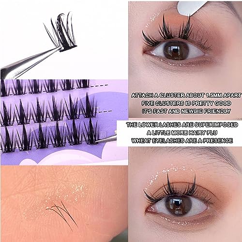 MAYCREATE® False Eyelash Extensions Kit, DIY 160pcs Eye Lashes Clusters, 11-12-13mm Mixed Natural Curl False Eyelashes for Women Girls Home Use Wispy Lash