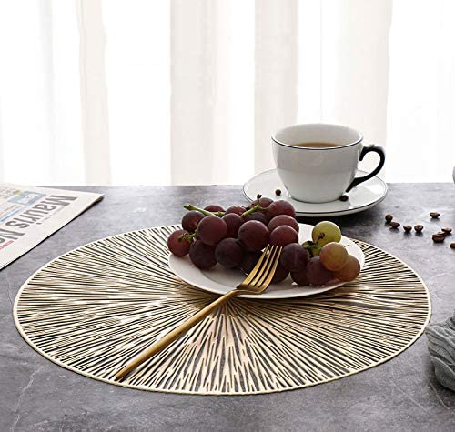 HASTHIP Placemats for Table Decoration with Anti Slip Strip Design 2pcs 38cm PVC Gold and Silver | Perfect for Dining and Banquets