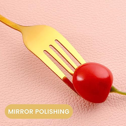 HASTHIP® Set of 5 Cutlery Set, Stainless Steel Spoon and Fork Set, Cutter, Fork Tablespoon, Dessert Spoon, Fruit Fork, Exquisite Ceramic Handle Cutlery, Gift Cutlery for Festival (White)