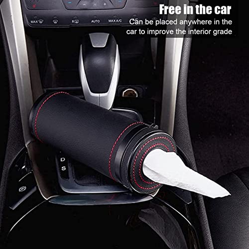 HASTHIP® Car Tissue Paper Holder Cylinder Box 2.75'' PU Leather Round Container Fit for Car Van Bathroom Office Use Cup Tube 3PCS