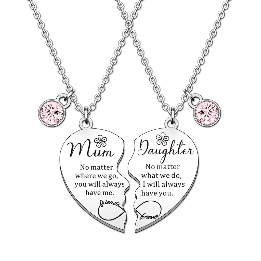 Venzina Necklace for Women with 50cm Chain Featuring Matching Heart Pendants | Mother Daughter Gift
