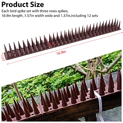 HASTHIP® 12Pcs Bird Spikes Pigeon Spikes for Balcony Window, Plastic Pigeon Spikes for Scare Birds Away, Anti Bird Spikes to Keep Birds Away