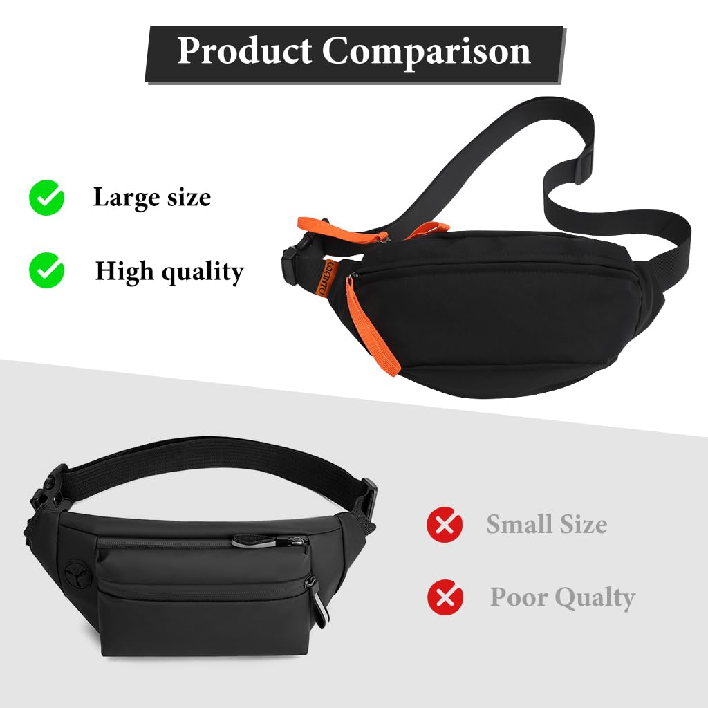 GUSTAVE® Waist Bags for Men Women, Fanny Packs Women Cross Body Bag Waist Pouch for Women Chest Bag for Commuting, Travel, Outdoor Activities, Cycling