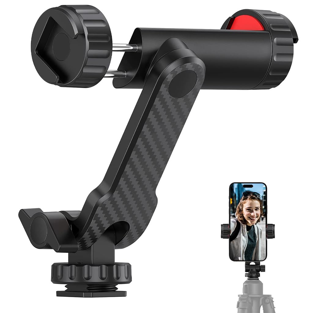 ZORBES Phone Mount for Tripod Stand, Smartphone Mount Adapter for Tripod Stand Retractable Phone Holder 360° Rotates and 180° Tilts Angle Universal 1/4