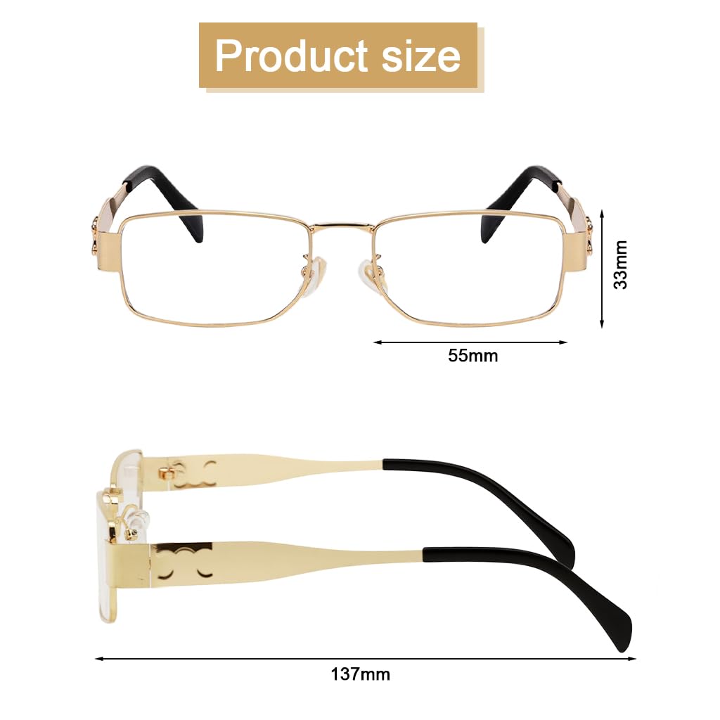 Proberos Sunglasses for Travel with Small Square Vintage Metal Frame | Unisex Eyewear