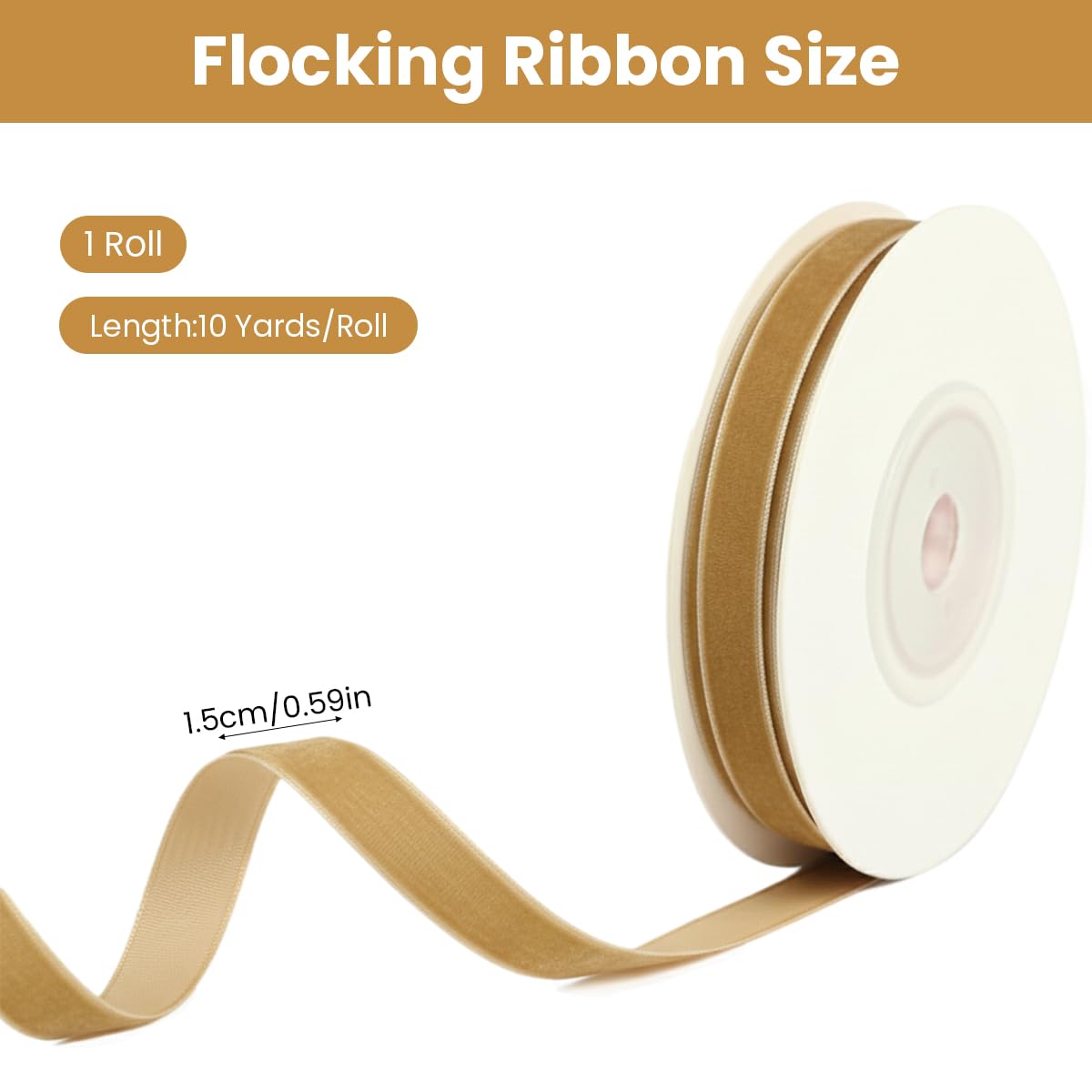 HASTHIP Velvet Ribbon Roll for Gift Wrapping and DIY Crafts featuring 15mm Width and 10 Yards Length | Caramel Color for Holiday Decoration