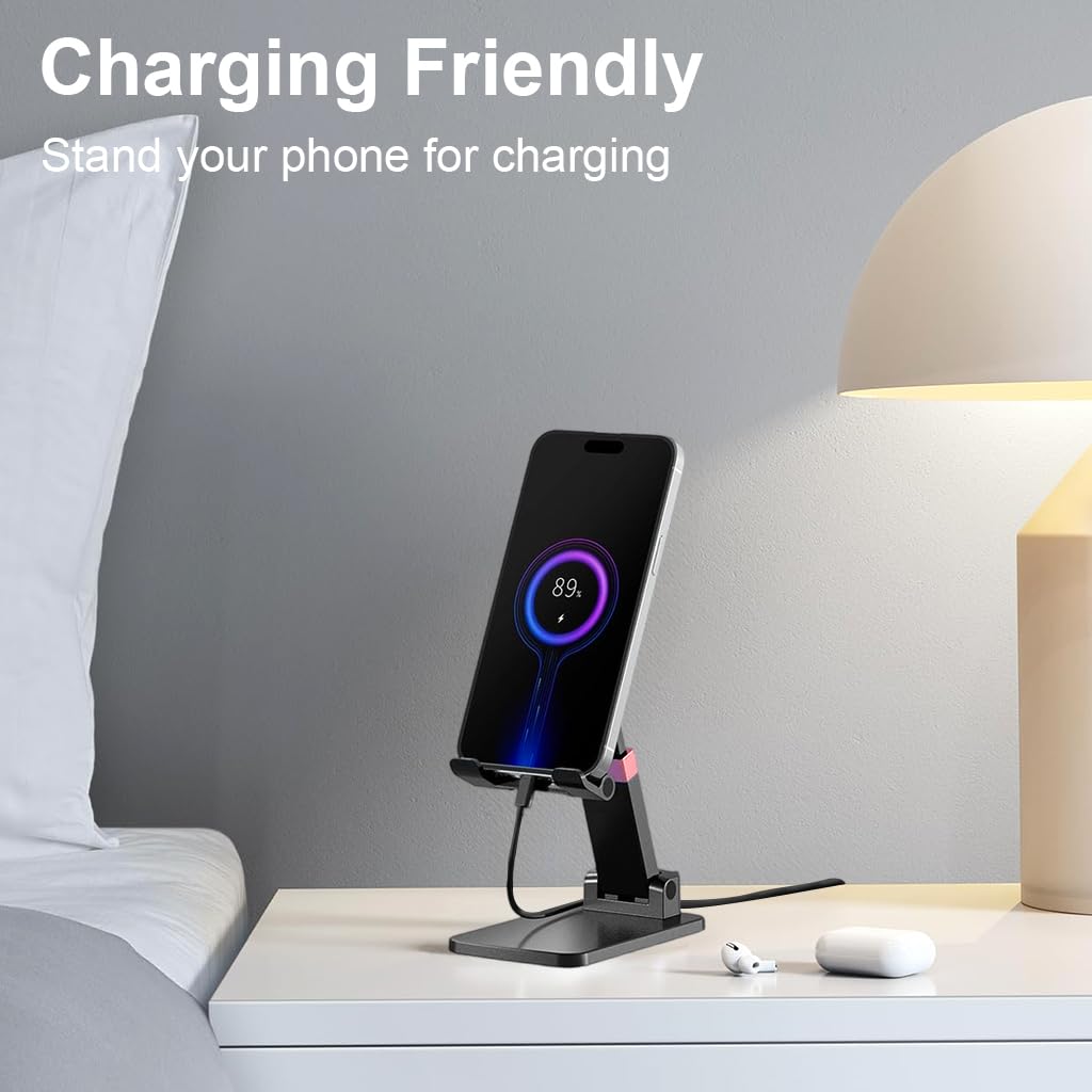 ZORBES Phone Stand for Desk and Travel with Adjustable Height & Tilt | Anti Slip Base