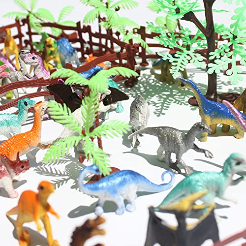 PATPAT 90 Pack Mini Dinosaur Figure Toys, Plastic Dinosaur Toy Set for Kids Toddler Birthday Christmas Easter Valentines Day Gifts, Including T-rex, Stegosaurus, Monoclonius with Storage Bag