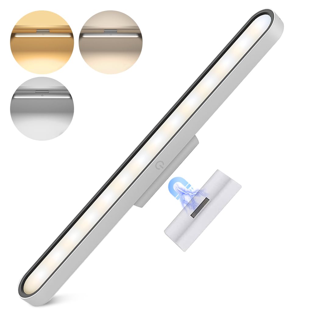 ELEPHANTBOAT LED Cabinet Light for Closet and Bedside with 2000mAh Battery featuring Magnetic Installation and 3 Color Modes | Eye Protection White