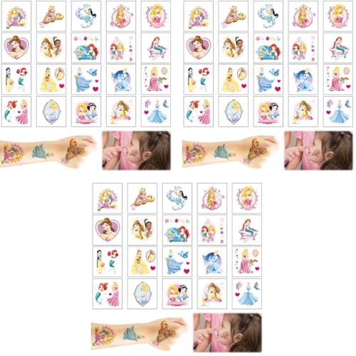 MAYCREATE® 20 Sheets Princess Temporary Tattoos for Kids Dreamy Mermaid Themed Waterproof Colorful Tattoo Stickers for Party Fun Festival 60 PCS