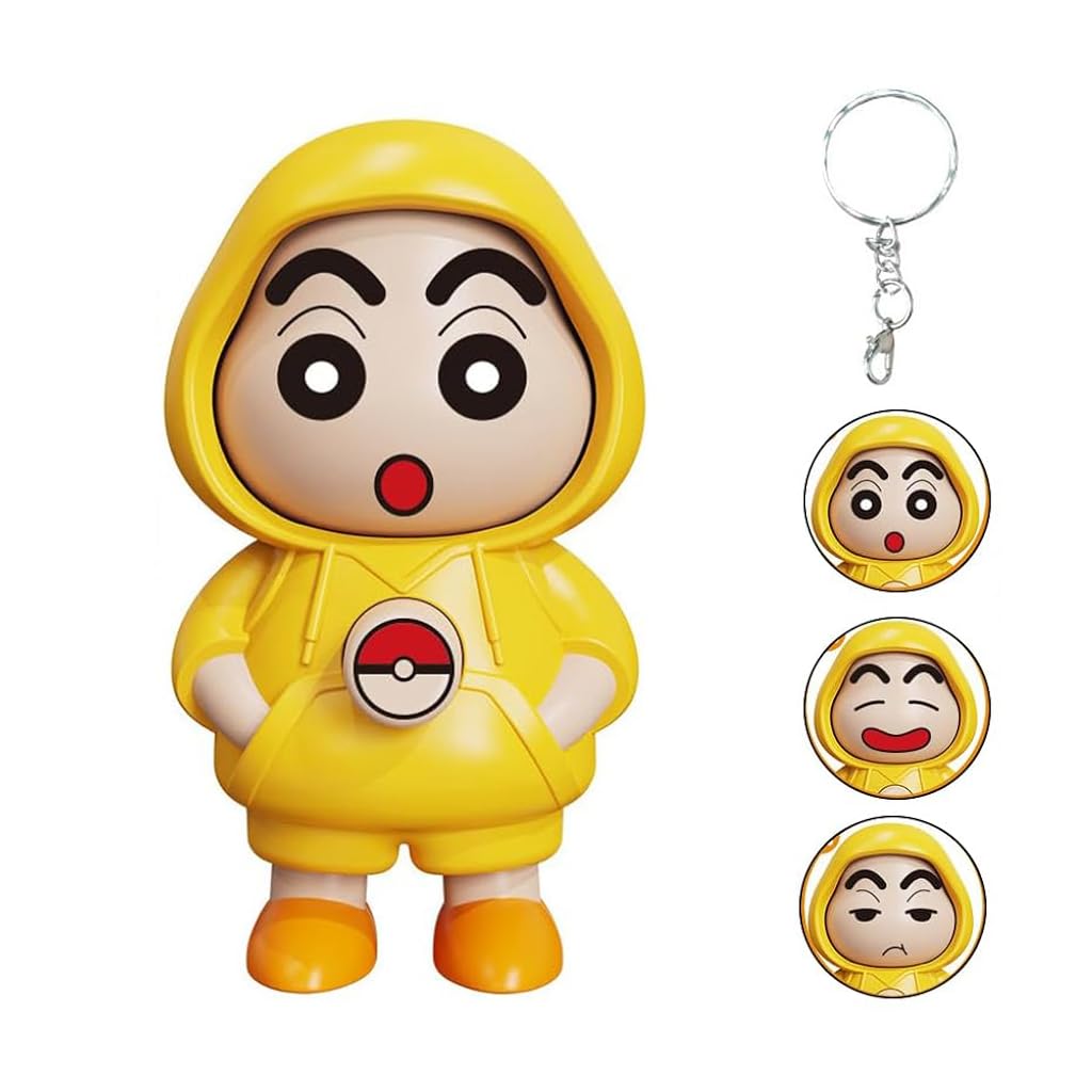 ZIBUYU Crayon Shin chan Keychain for Bags and Backpacks featuring Variable Face Expression | Cute Anime Gift for Fans