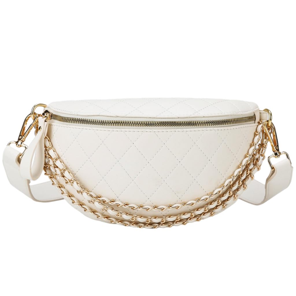 PALAY Women Sling Bag for Daily Use with 24x9x14cm Capacity and Chain Strap | White PU Crossbody