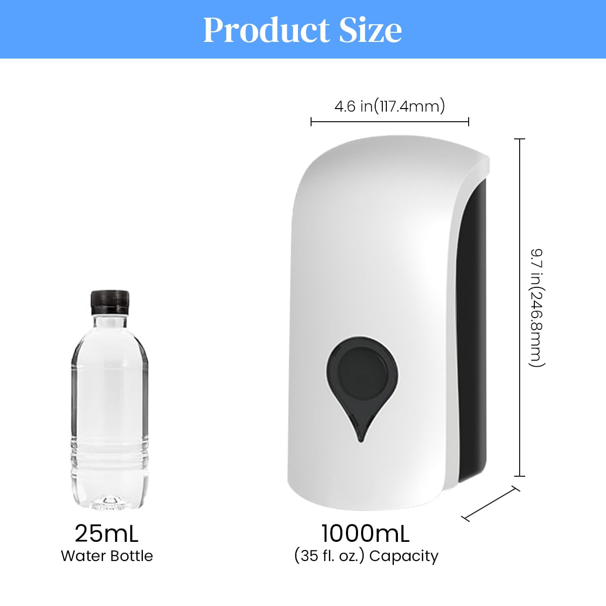 HASTHIP Soap Dispenser for Bathroom and Kitchen with 1000ml Removable Bottle & Semi Clear Window