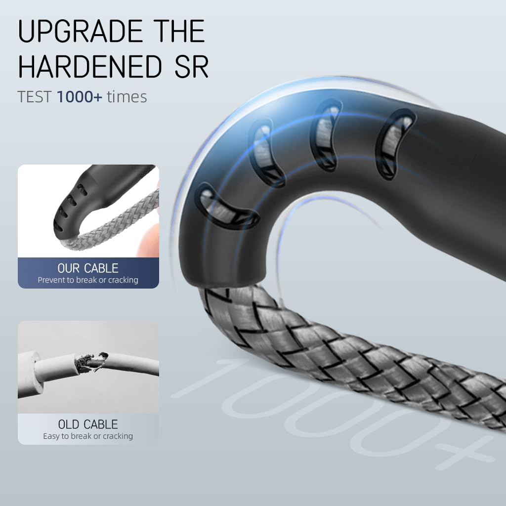 Verilux USB C Charging Cable 16.4ft for Fast 15W 3A PD Charging with Nylon Braided Design