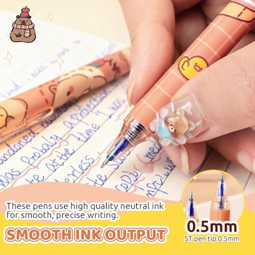 Climberty® 18PCS Erasable Gel Pens with Rubber Eraser Cap Blue Ink Cute Cartoon Capybara Student Writing Office Stationeries Gift Set