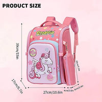 PALAY® Girls School Backpack Unicorn Cartoon Backpack with Pencil Pouch Primary Bookbag Girls Backpack for School, Travel, Burden-relief Backpack School Gift for Kids 6-12 Years Old