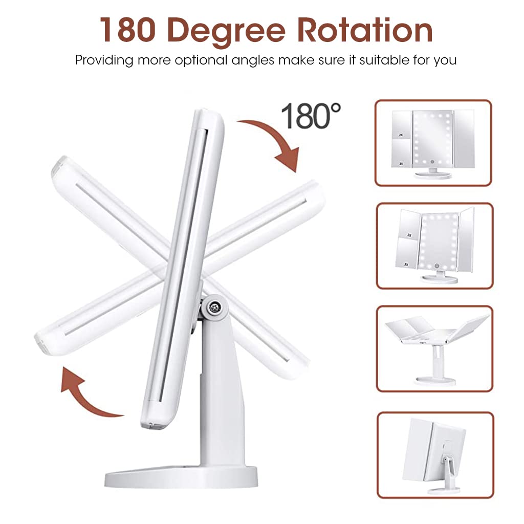 MAYCREATE LED Makeup Mirror for Vanity with 21 Lights and 1X 2X 3X 10X Magnification | Foldable Touch Control Design