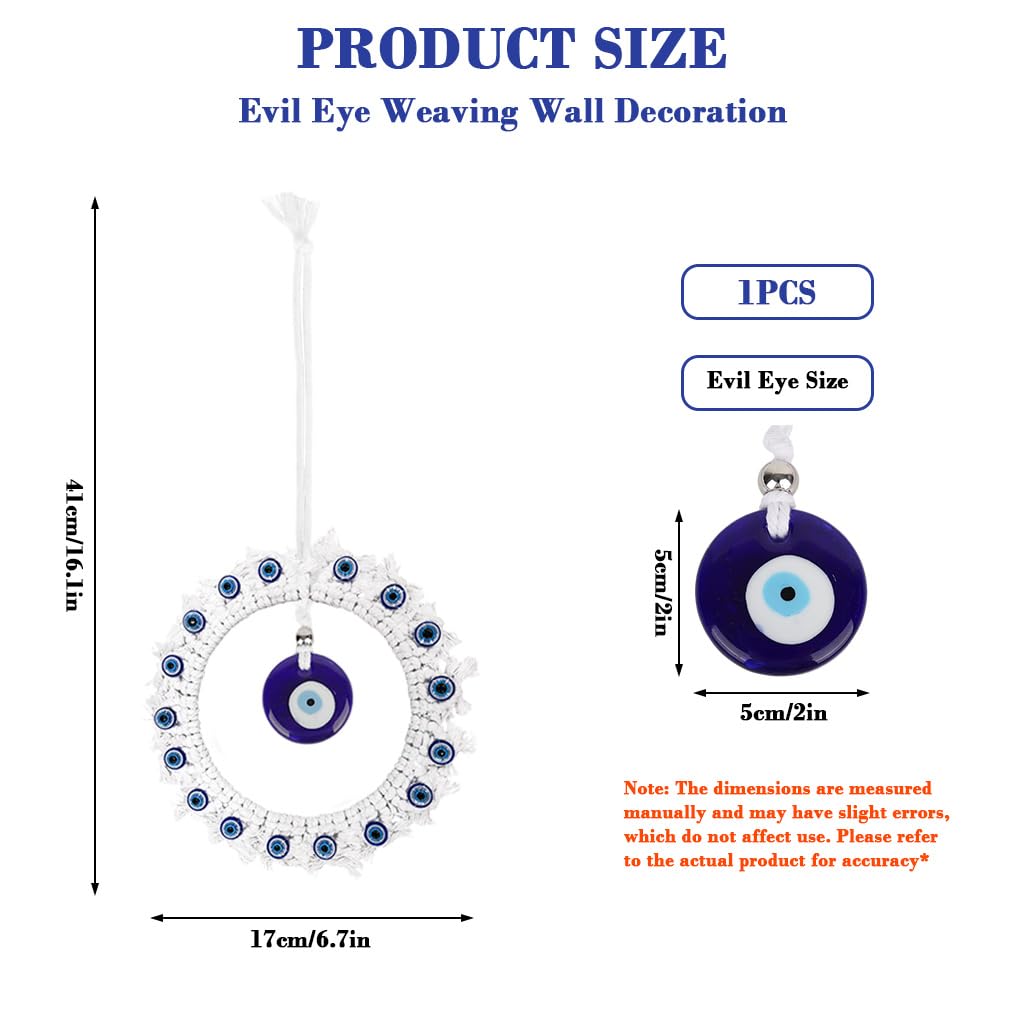 HASTHIP Evil Eye Hanging for Home Entrance featuring 17 in Macramé Ring & Blue Resin Charm