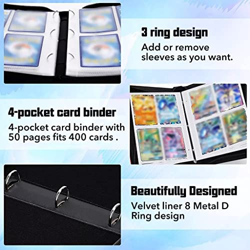 PATPAT® Poke-mon Game Card Bag for 400 Trading Cards Mega Charizard X Cover Holder Organizer Collection Binder Case Gifts for Kids Boys Girls 3 PCS