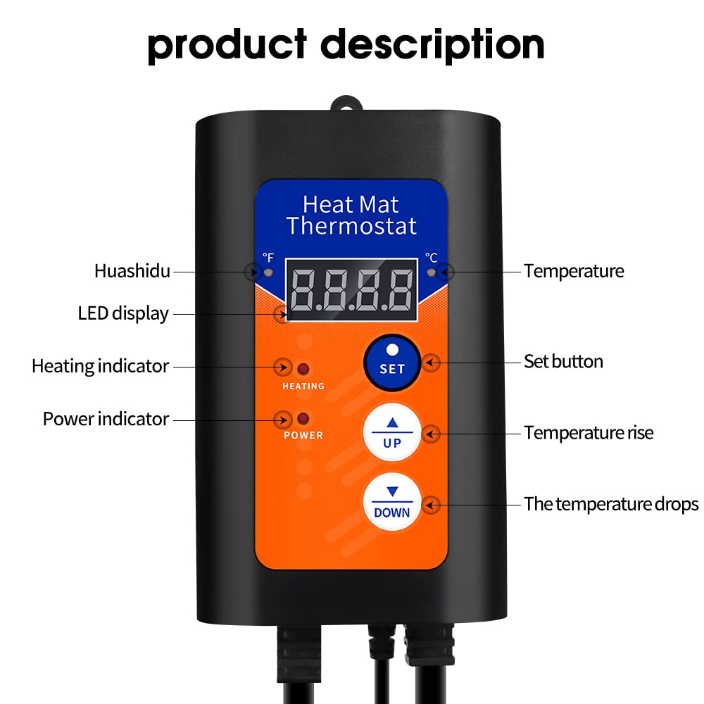 Serplex® Temperature Controller, Temperature Sensor, Plug and Play Thermostat Controller with Sensor Thermostat 40-108°F,Thermostat for Incubator, Seeding, Reptile, Egg Incubator