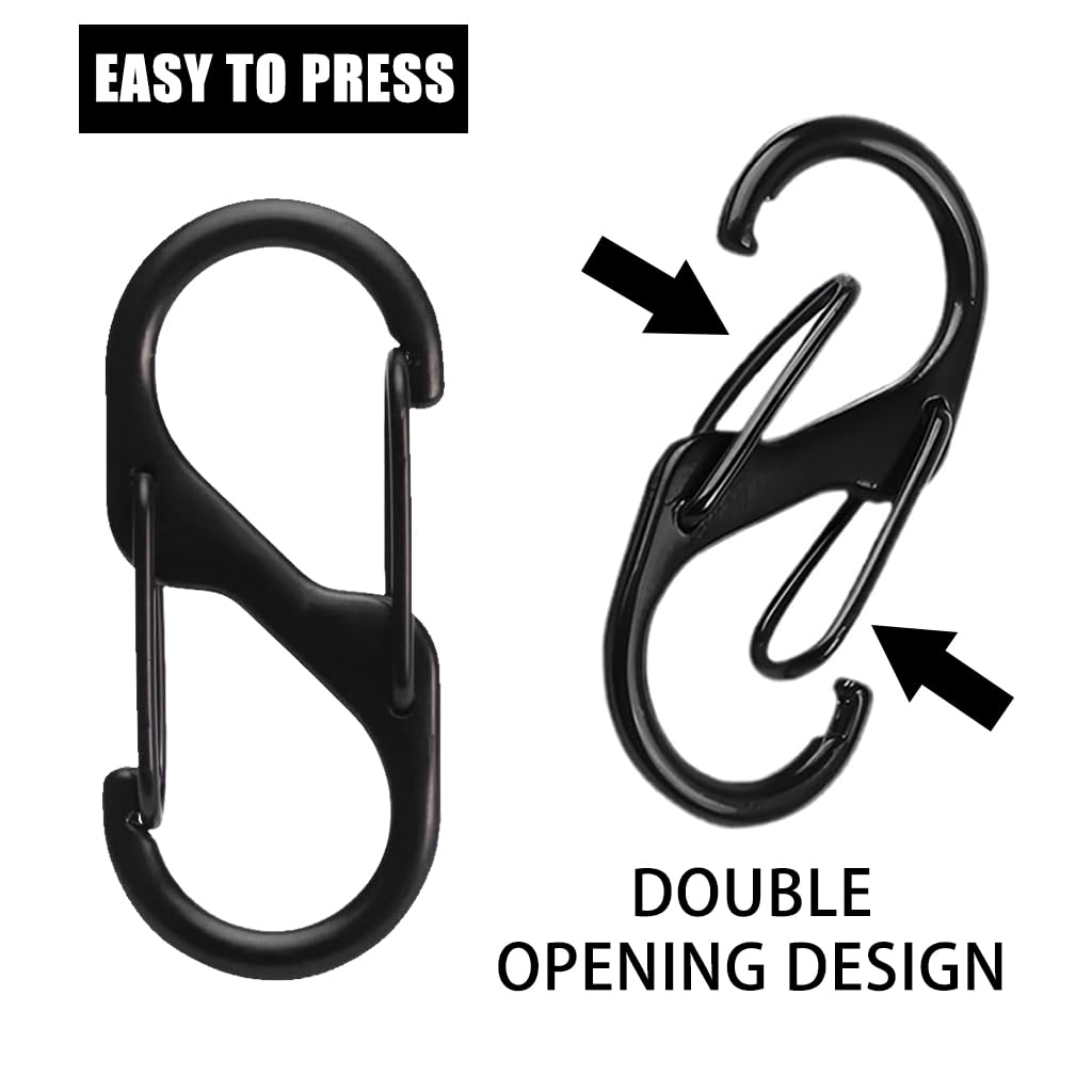 Proberos Carabiner Clip Set for Camping and Outdoor Use with Dual Hooks 40mm | 10 Pcs