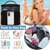 MAYCREATE® Shower Bag, Portable Travel Shower Caddy Mesh Tote Bag with Phone Holder, Hanging Full Size Bottle Compatible Toiletry Bag, Black