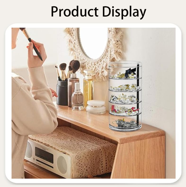 Zibuyu Jewelry Storage Box with 360° Rotating Multi Layer Design for Women | Transparent PP Organizer