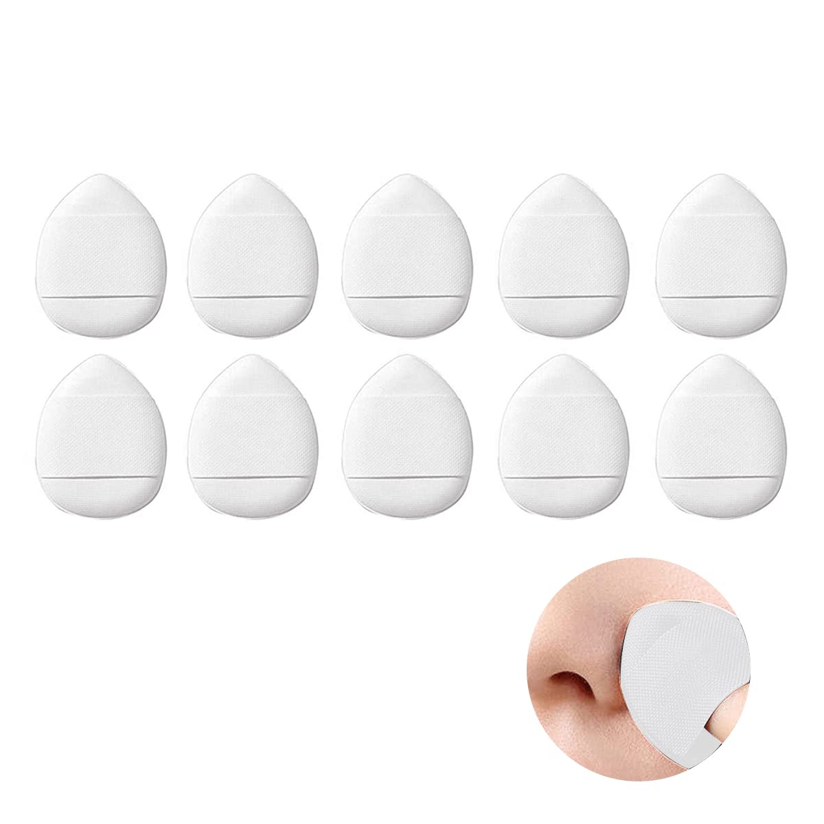 MAYCREATE® 10pcs Mini Finger Makeup Powder Puff for Women Beauty Blender Sponges Mini Air Cushion, Concealer Brush Alternatives, Makeup Blender Puff for Nose Around, Freckles, Spots, Eye Bags (white)