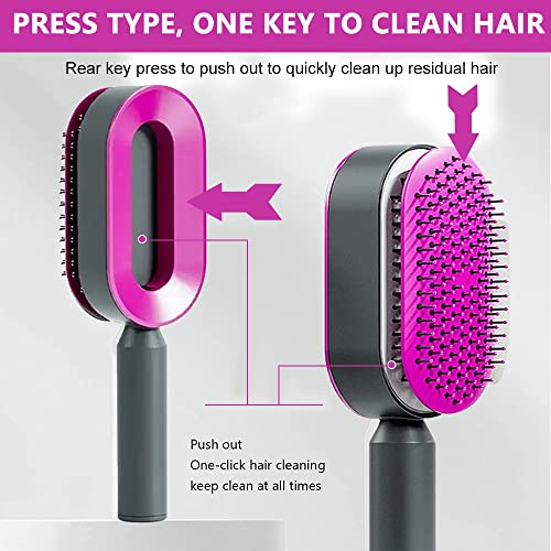 MAYCREATE® Self Cleaning Hair Brush for Women Men, 3D Airbag Cushion Hair Comb Massager Paddle Brush Hairdressing Detangling Anti Static Hairbrush