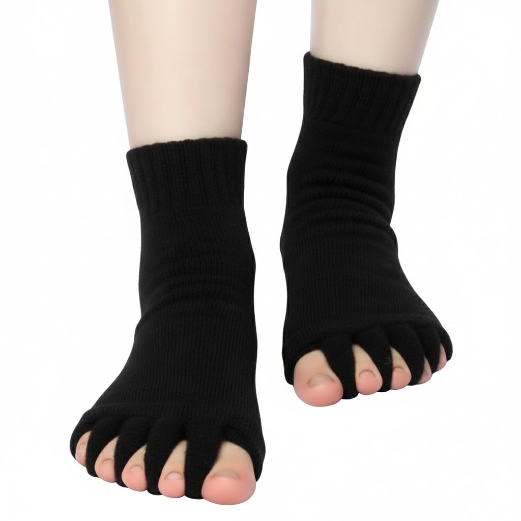 Zibuyu Toe Separator Socks for Yoga and Bunion Relief with Ergonomic Toe Dividers | Breathable Cotton for Men and Women