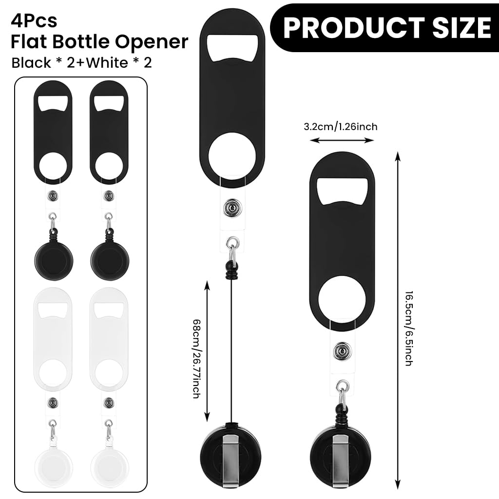 Supvox Bottle Openers for Travel and Camping with Telescopic Design and Belt Clip | Pack of 4 Stainless Steel