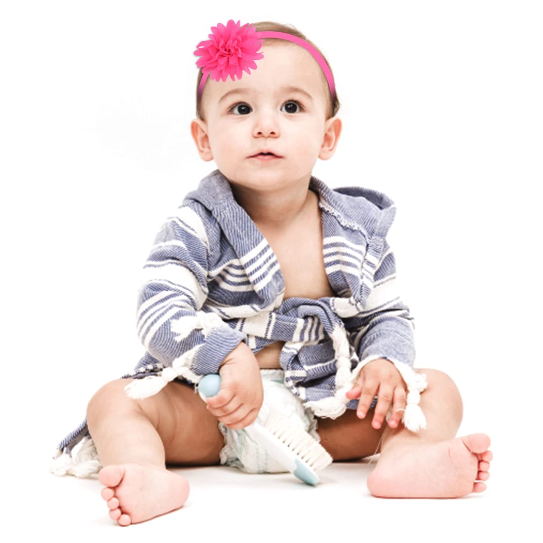 ZIBUYU Headbands for Baby Girls with Soft Nylon Elastic | 6‑Piece Floral Hair Accessories