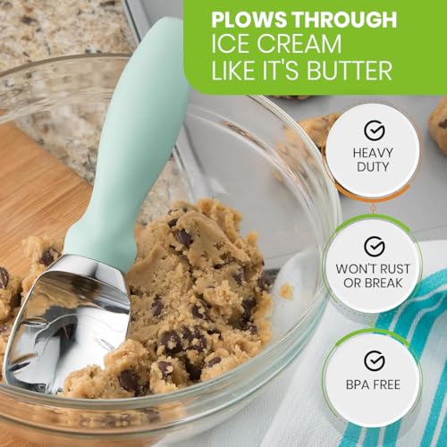 HASTHIP® Ice Cream Scoop Kitchen Stainless Steel Anti-Slip Handle Spoon Multipurpose for Fruit Dessert 3PCS