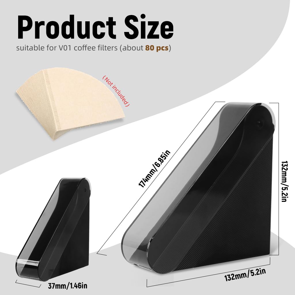Supvox Coffee Filter Paper Holder for Home and Café Use with Dustproof Lid 132x132mm Capacity | Acrylic Dispenser Organizer