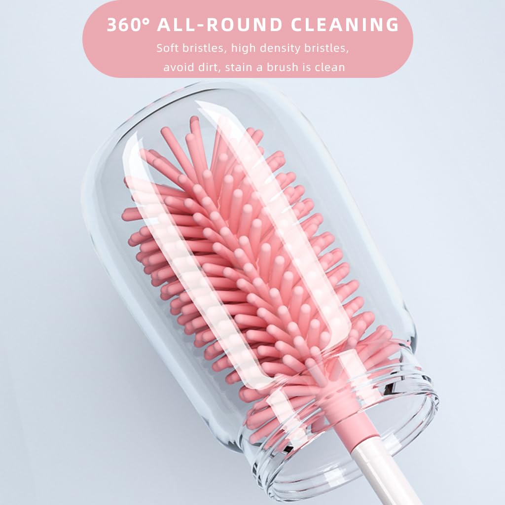 SNOWIE SOFT Silicone Bottle Brush Cleaner Set of 4 for Baby Bottles and Straws | Rotatable Detachable Heads