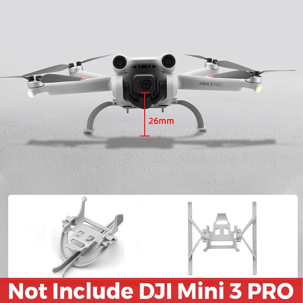 PATPAT® 26Mm Landing Gear For Dji Mini 3 Pro Foldable Landing Rack For Dji Mini 3 Pro,Ultra Lightweight Landing Gear For Dji Mini 3 Pro,Not Include Dji Mini 3 Pro,Grey