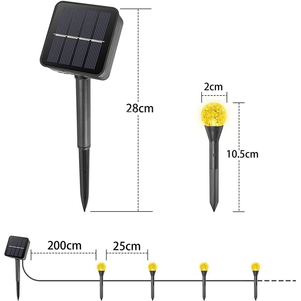ELEPHANTBOAT Solar String Lights Outdoor with 10 LED Lamps 14ft IP55 Waterproof for Garden Patio | Auto On Off 8 Modes