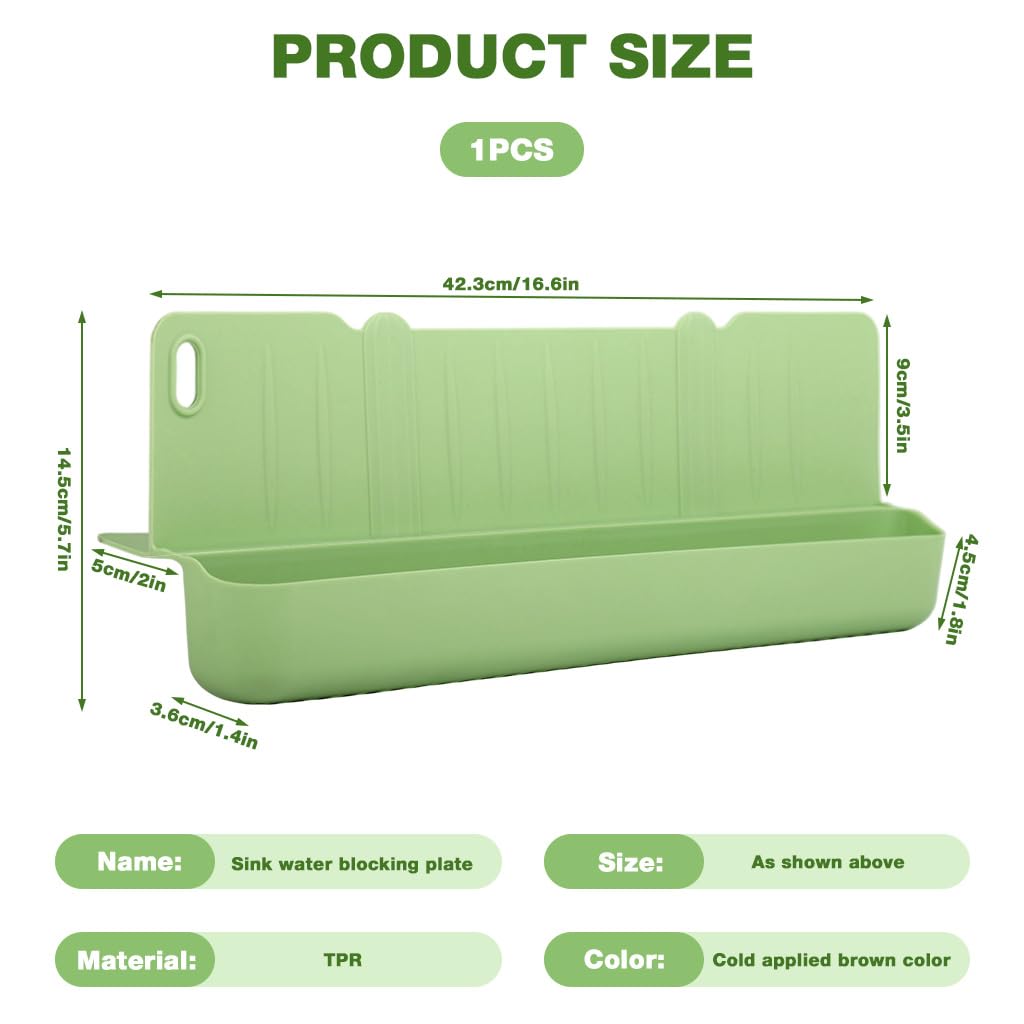 Supvox Sink Splash Guard for Kitchen with 16.7 in Drain Storage Compartment and L Shape Silicone Panel