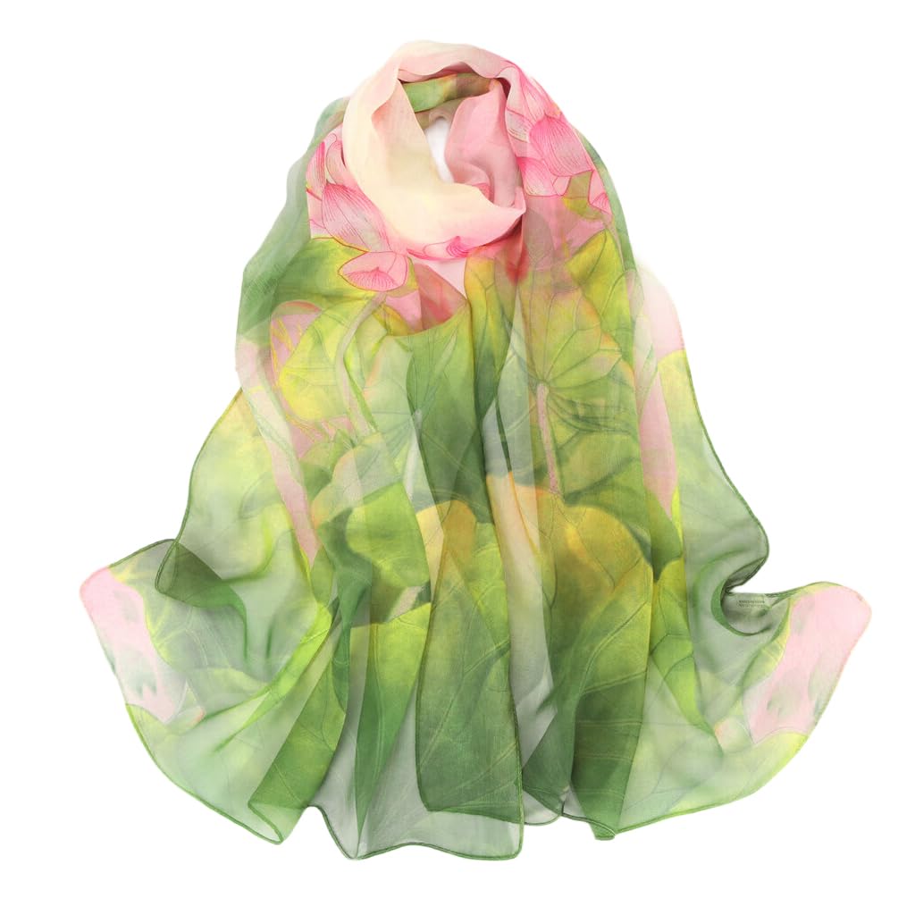 PALAY Shawl Scarf for Women with Lotus Print and Silk Like Polyester Fabric 50×160 cm | Elegant All Season Wrap