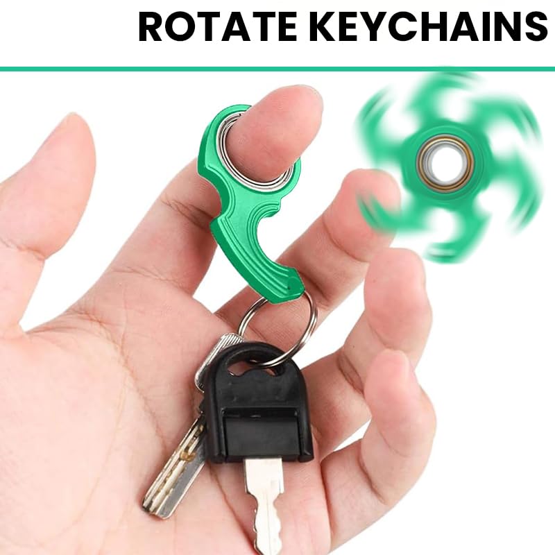 Zibuyu Spinner Keychain for Bike and Car with 360° Rotating Shaft and Green Luminescent Strip