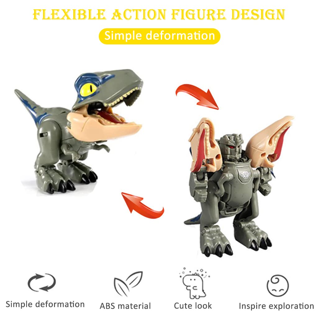 PATPAT Dinosaur Toys for Kids Transform Dinosaur Robot Toy Transforming Mini Dinosaur Figures Toy, 2 in 1 Cartoon Velociraptor Transform Toy Birthday Xmas Gift for Kids Boys Girls 3 4 5 6 7 8 Years