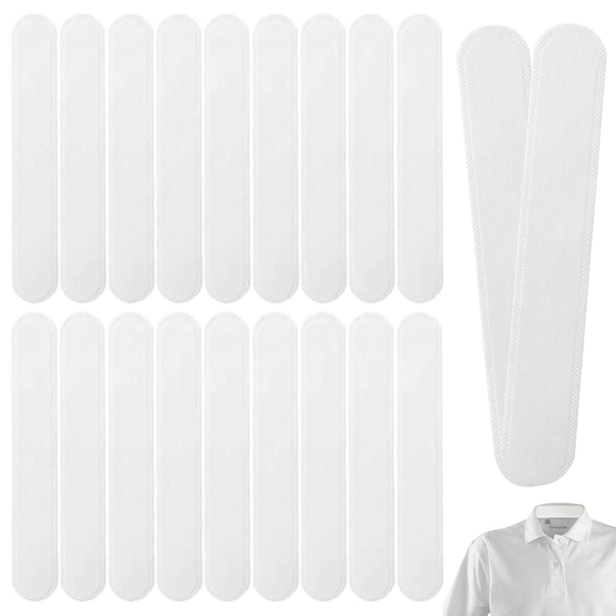 HANNEA® 20pcs Collar Protector Sweat Pads - White Collar Grime, Self-Adhesive Neck Liner Sweat Absorption Pad Invisible Protection for Shirt Collar, Hats Liner, Cap Brim, Prevent Sweat & Stains