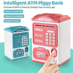 PATPAT® Electronic ATM Piggy Bank for Kids, Money Bank with Password and Fingerprint Lock, Automatic Paper Money Saving Box with Music, Gift Toy for Kids Boys Girls Children's Day Gift, Blue